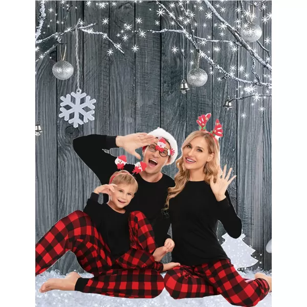 SWOMOG Matching Family Christmas Pajamas Holiday Xmas Jammies PJs For Family Couples Teen Boys Girls Festival SleepwearKids Red Black Plaid