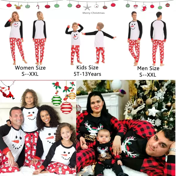 SWOMOG Matching Family Christmas Pajamas Holiday Xmas Jammies PJs For Family Couples Teen Boys Girls Festival SleepwearKids Snowman