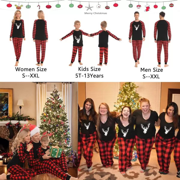 SWOMOG Matching Family Christmas Pajamas Holiday Xmas Jammies PJs For Family Couples Teen Boys Girls Festival SleepwearMen Christmas Deer Head