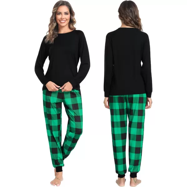 SWOMOG Matching Family Christmas Pajamas Holiday Xmas Jammies PJs For Family Couples Teen Boys Girls Festival SleepwearMen Green Black Plaid