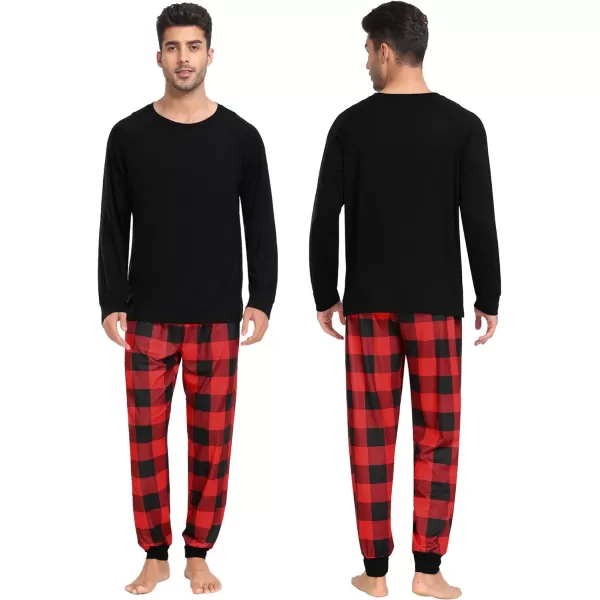 SWOMOG Matching Family Christmas Pajamas Holiday Xmas Jammies PJs For Family Couples Teen Boys Girls Festival SleepwearMen Red Black Plaid