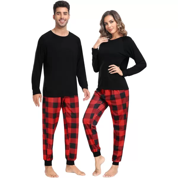 SWOMOG Matching Family Christmas Pajamas Holiday Xmas Jammies PJs For Family Couples Teen Boys Girls Festival SleepwearMen Red Black Plaid