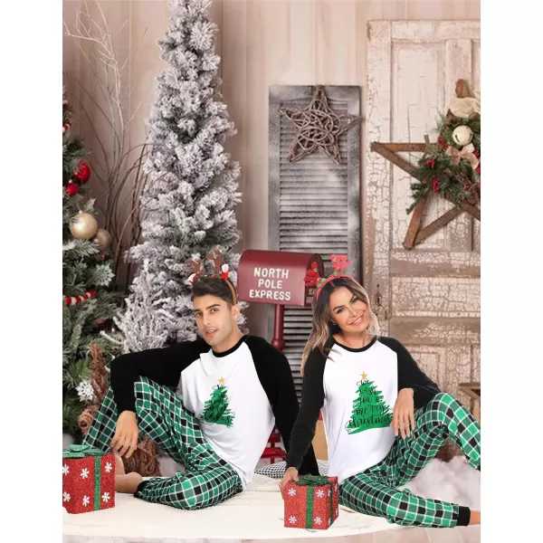 SWOMOG Matching Family Christmas Pajamas Holiday Xmas Jammies PJs For Family Couples Teen Boys Girls Festival SleepwearWomen Green Christmas Tree