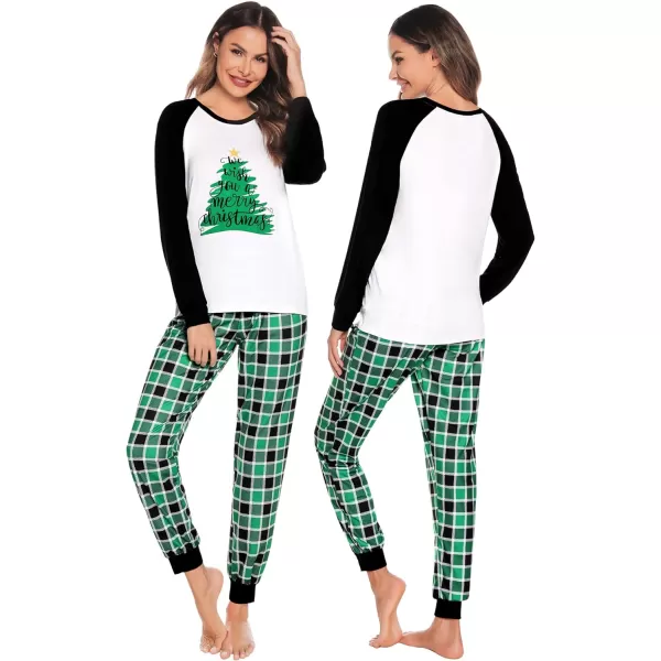 SWOMOG Matching Family Christmas Pajamas Holiday Xmas Jammies PJs For Family Couples Teen Boys Girls Festival SleepwearWomen Green Christmas Tree