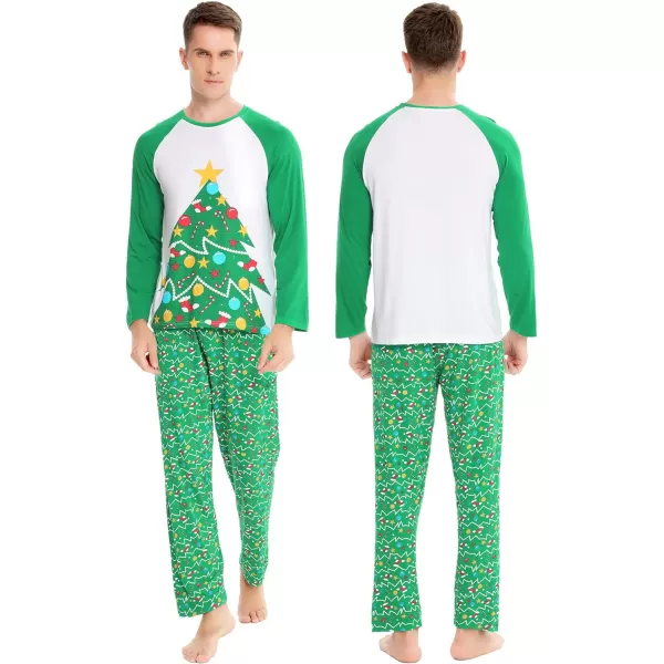 SWOMOG Matching Family Christmas Pajamas Printed Long Sleeve Tee and Plaid Pants LoungewearKids Christmas Tree