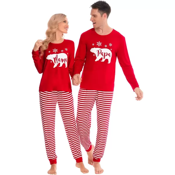 SWOMOG Matching Family Christmas Pajamas Printed Long Sleeve Tee and Plaid Pants LoungewearKids Z Redpolarbear