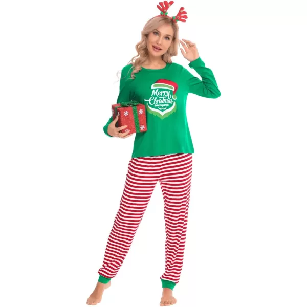 SWOMOG Matching Family Christmas Pajamas Printed Long Sleeve Tee and Plaid Pants LoungewearMen Z Greensantaclaus