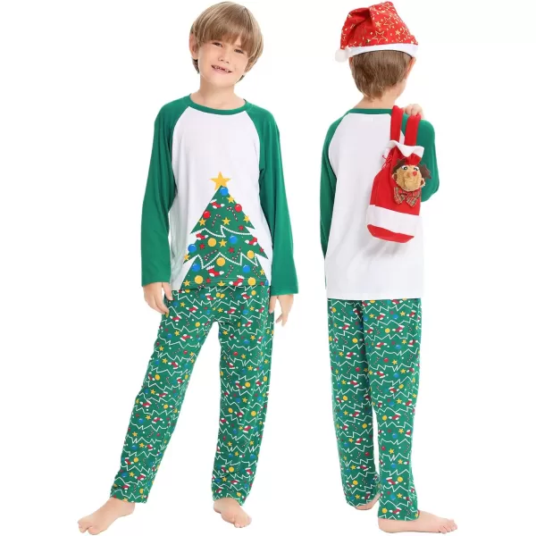 SWOMOG Matching Family Christmas Pajamas Printed Long Sleeve Tee and Plaid Pants LoungewearWomen Christmas Tree