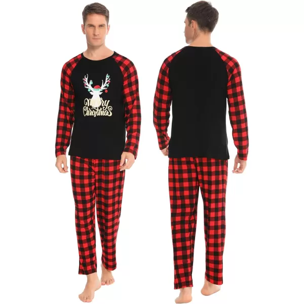 SWOMOG Matching Family Christmas Pajamas Printed Long Sleeve Tee and Plaid Pants LoungewearWomen Gold Letter Deer