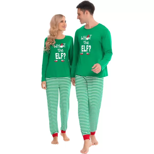 SWOMOG Matching Family Christmas Pajamas Printed Long Sleeve Tee and Plaid Pants LoungewearWomen Z Green