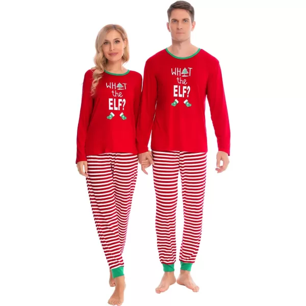 SWOMOG Matching Family Christmas Pajamas Printed Long Sleeve Tee and Plaid Pants LoungewearWomen Z Red