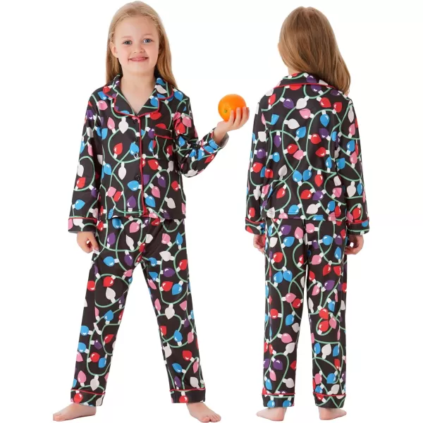 SWOMOG Matching Family Christmas Pajamas Set Long Sleeve Festival Party Pj Set ButtonDown SleepwearKids Christmas Light