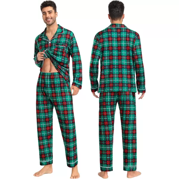 SWOMOG Matching Family Christmas Pajamas Set Long Sleeve Festival Party Pj Set ButtonDown SleepwearKids Red With Green Plaid