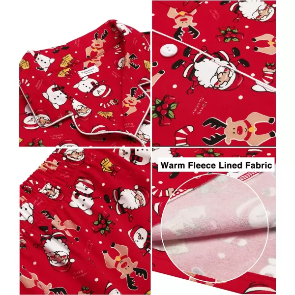 SWOMOG Matching Family Christmas Pajamas Set Long Sleeve Festival Party Pj Set ButtonDown SleepwearKids Red With Santa Deer