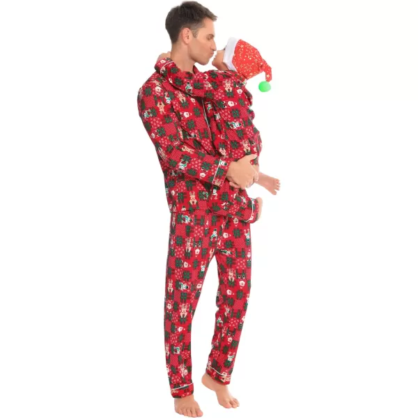 SWOMOG Matching Family Christmas Pajamas Set Long Sleeve Festival Party Pj Set ButtonDown SleepwearKids Red With Snowman Deer