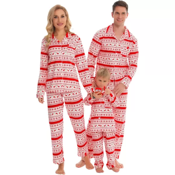 SWOMOG Matching Family Christmas Pajamas Set Long Sleeve Festival Party Pj Set ButtonDown SleepwearKids White With Flower Deer