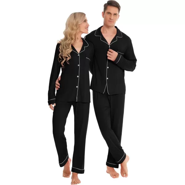 SWOMOG Matching Family Christmas Pajamas Set Long Sleeve Festival Party Pj Set ButtonDown SleepwearMen Black