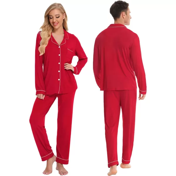 SWOMOG Matching Family Christmas Pajamas Set Long Sleeve Festival Party Pj Set ButtonDown SleepwearMen Red