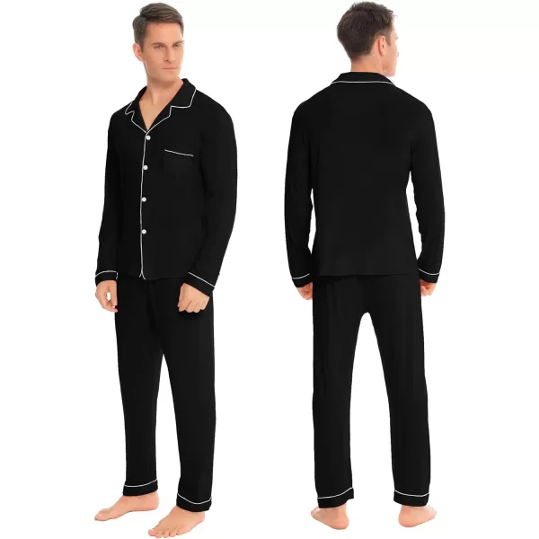 SWOMOG Matching Family Christmas Pajamas Set Long Sleeve Festival Party Pj Sets Holiday Warm Sleepwear ButtonDown LoungewearMen Black