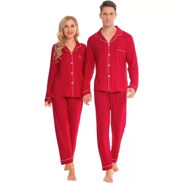 SWOMOG Matching Family Christmas Pajamas Set Long Sleeve Festival Party Pj Sets Holiday Warm Sleepwear ButtonDown LoungewearMen Red