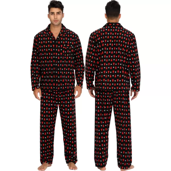 SWOMOG Matching Family Pajama Set Warm Fleece Pajamas Christmas Matching Pj Sets Long Sleeve Button Down Pjs Sleepwear SetMen Christmas Tree