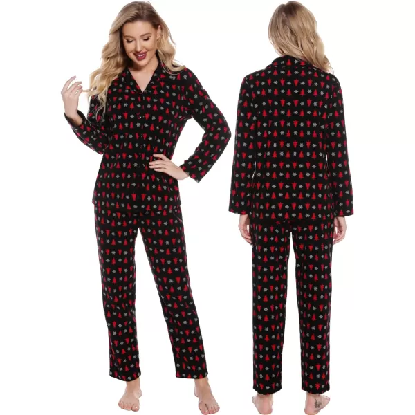 SWOMOG Matching Family Pajama Set Warm Fleece Pajamas Christmas Matching Pj Sets Long Sleeve Button Down Pjs Sleepwear SetMen Christmas Tree