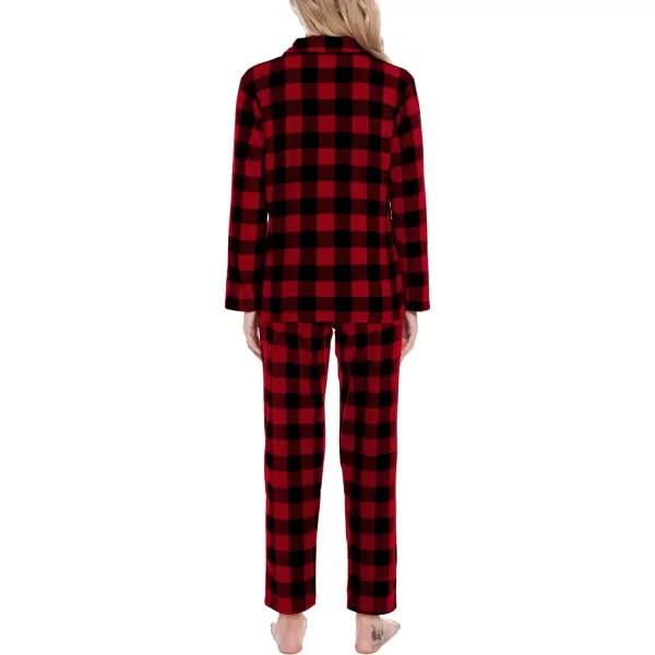 SWOMOG Matching Family Pajama Set Warm Fleece Pajamas Christmas Matching Pj Sets Long Sleeve Button Down Pjs Sleepwear SetWomen Small Red Gird