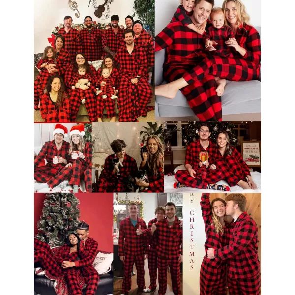 SWOMOG Matching Family Pajama Set Warm Fleece Pajamas Christmas Matching Pj Sets Long Sleeve Button Down Pjs Sleepwear SetWomen Small Red Gird