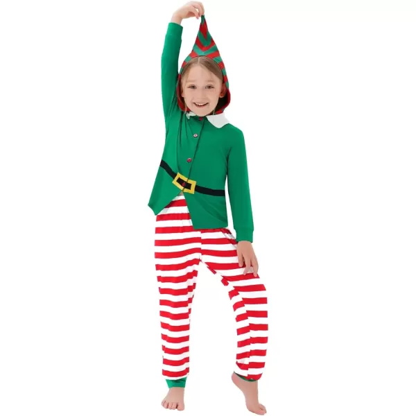 SWOMOG Matching Family Pajama Sets Christmas Long Sleeve Sleepwear Holiday NightwearKids Green