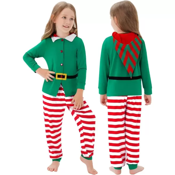 SWOMOG Matching Family Pajama Sets Christmas Long Sleeve Sleepwear Holiday NightwearKids Green