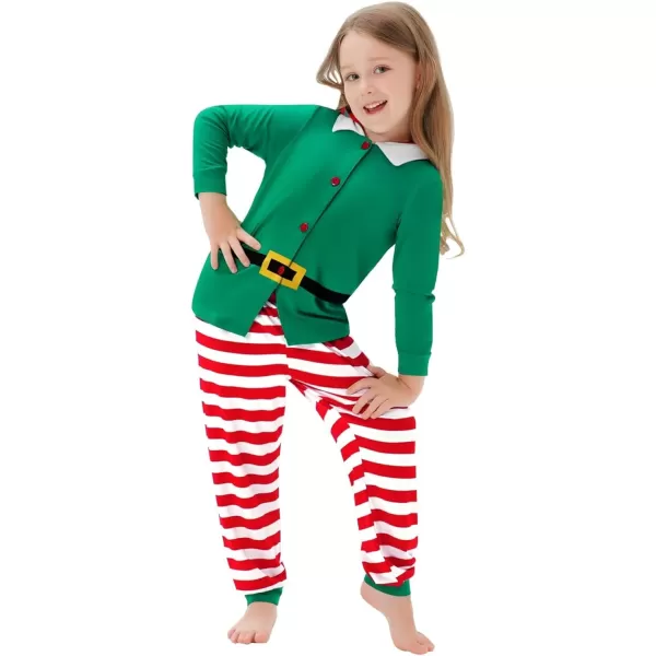 SWOMOG Matching Family Pajama Sets Christmas Long Sleeve Sleepwear Holiday NightwearKids Green