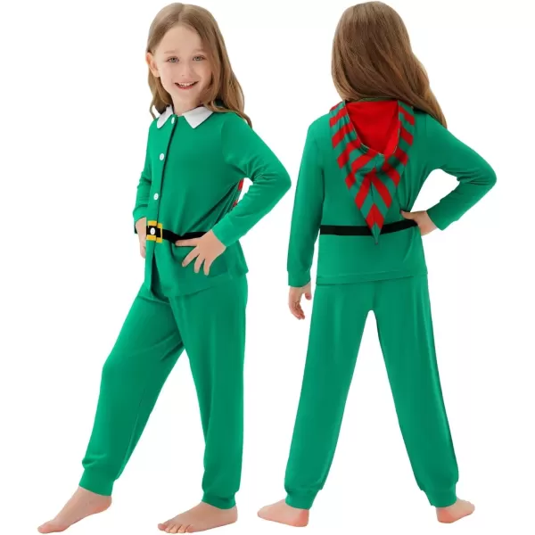 SWOMOG Matching Family Pajama Sets Christmas Long Sleeve Sleepwear Holiday NightwearKids Pure Green