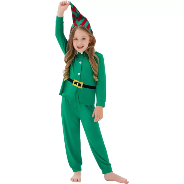 SWOMOG Matching Family Pajama Sets Christmas Long Sleeve Sleepwear Holiday NightwearKids Pure Green