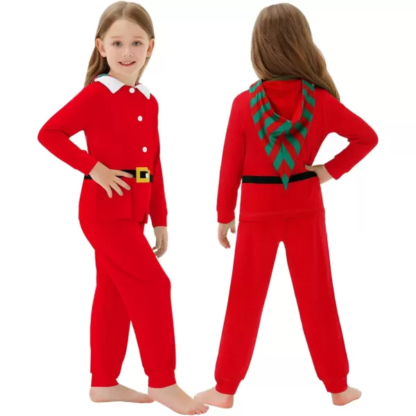 SWOMOG Matching Family Pajama Sets Christmas Long Sleeve Sleepwear Holiday NightwearKids Pure Red