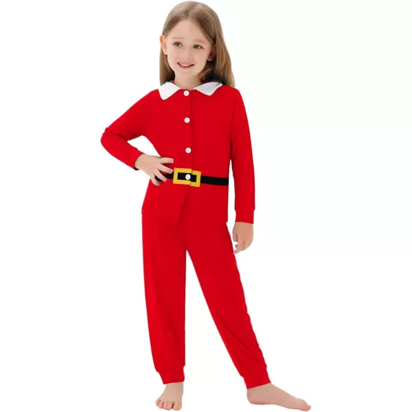 SWOMOG Matching Family Pajama Sets Christmas Long Sleeve Sleepwear Holiday NightwearKids Pure Red