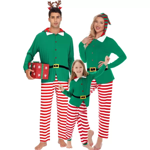 SWOMOG Matching Family Pajama Sets Christmas Long Sleeve Sleepwear Holiday NightwearMen Green