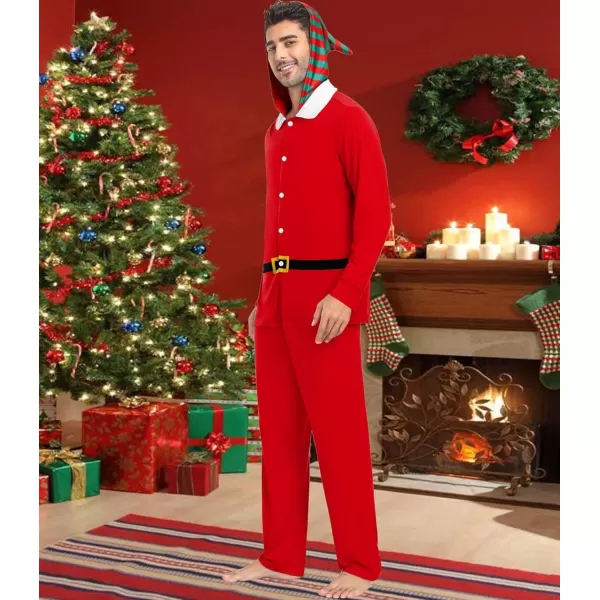 SWOMOG Matching Family Pajama Sets Christmas Long Sleeve Sleepwear Holiday NightwearMen Pure Red