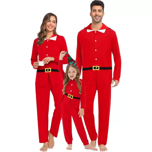 SWOMOG Matching Family Pajama Sets Christmas Long Sleeve Sleepwear Holiday NightwearMen Pure Red