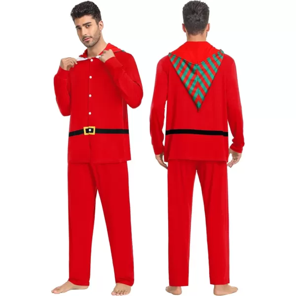 SWOMOG Matching Family Pajama Sets Christmas Long Sleeve Sleepwear Holiday NightwearMen Pure Red