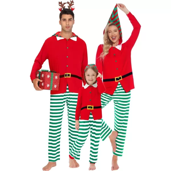 SWOMOG Matching Family Pajama Sets Christmas Long Sleeve Sleepwear Holiday NightwearMen Red