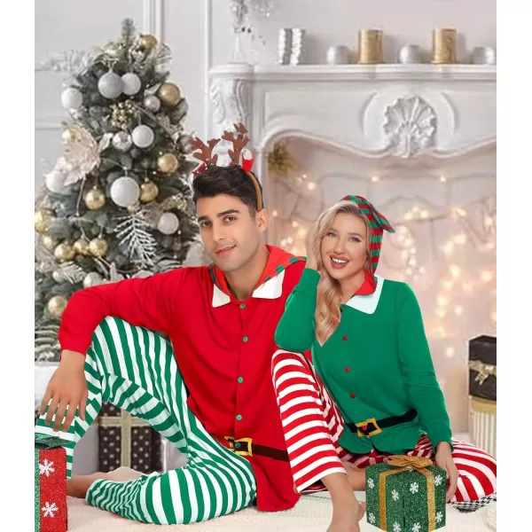 SWOMOG Matching Family Pajama Sets Christmas Long Sleeve Sleepwear Holiday NightwearMen Red