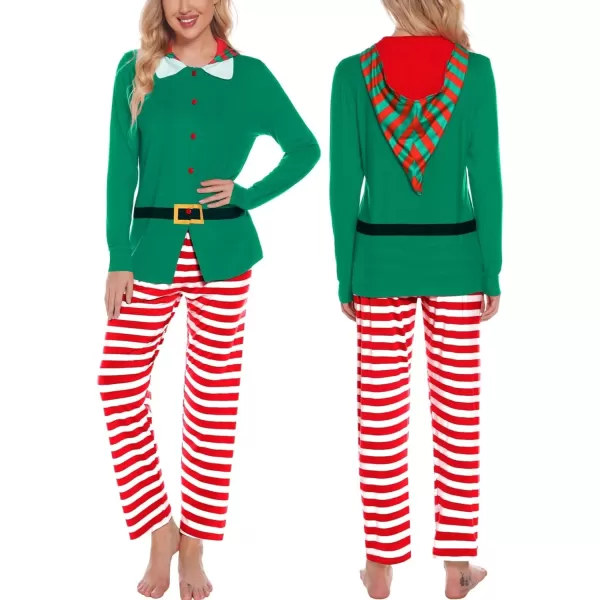 SWOMOG Matching Family Pajama Sets Christmas Long Sleeve Sleepwear Holiday NightwearWomen Green