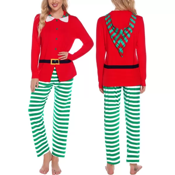 SWOMOG Matching Family Pajama Sets Christmas Long Sleeve Sleepwear Holiday NightwearWomen Red