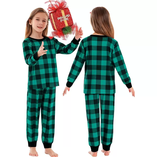 SWOMOG Matching Family Pajamas Christmas Pj Long Sleeve Plaid Holiday SleepwearKids Green Plaid