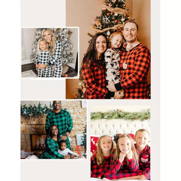 SWOMOG Matching Family Pajamas Christmas Pj Long Sleeve Plaid Holiday SleepwearKids Green Plaid