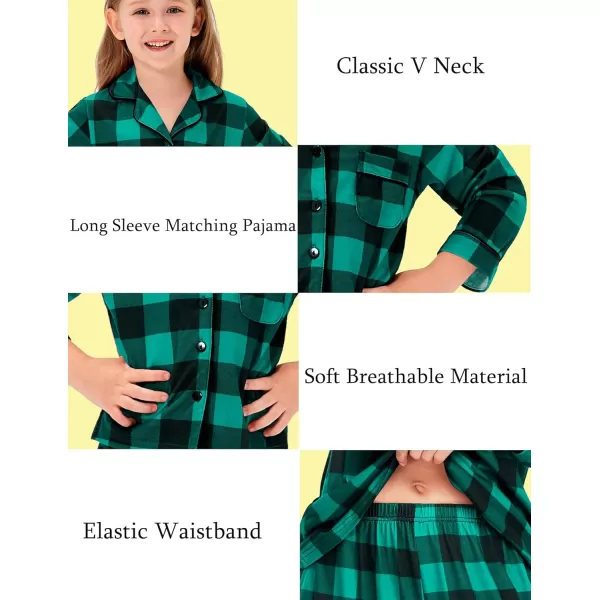 SWOMOG Matching Family Pajamas Christmas Pj Long Sleeve Plaid Holiday SleepwearKids Green Plaidbutton