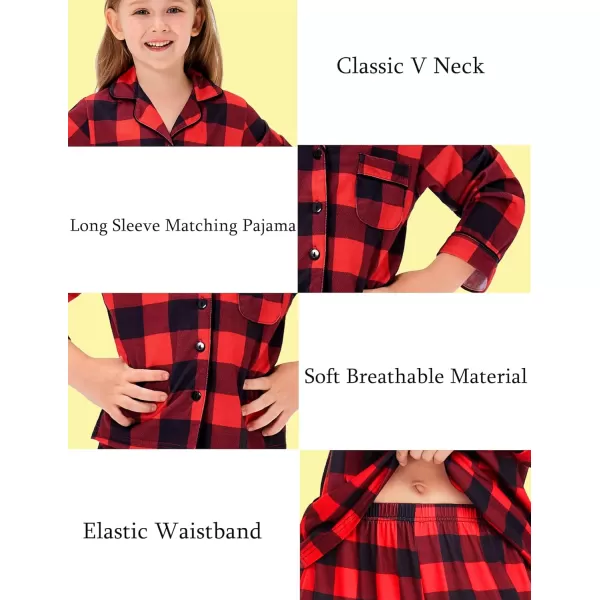 SWOMOG Matching Family Pajamas Christmas Pj Long Sleeve Plaid Holiday SleepwearKids Red Plaidbutton