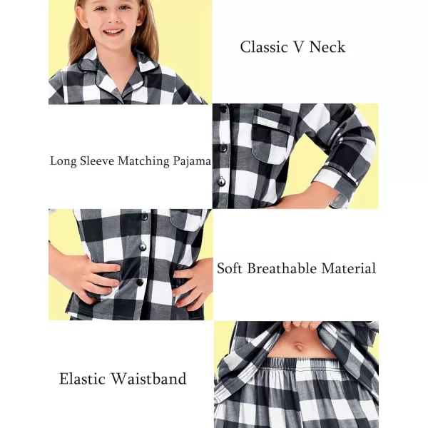 SWOMOG Matching Family Pajamas Christmas Pj Long Sleeve Plaid Holiday SleepwearKids White Plaidbutton