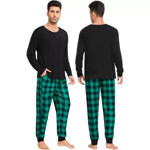 SWOMOG Matching Family Pajamas Christmas Pj Long Sleeve Plaid Holiday SleepwearMen Green Plaid