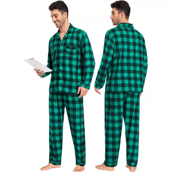 SWOMOG Matching Family Pajamas Christmas Pj Long Sleeve Plaid Holiday SleepwearMen Green Plaidbutton